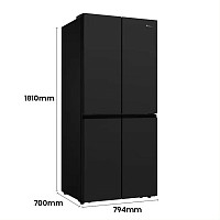 HISENSE ไฮเซ่นส์ ตู้เย็น 4 ประตู 16.1 คิว รุ่น RQ560N4TBU สีกระจกดำ